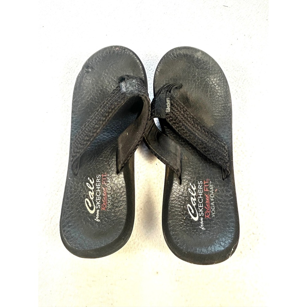 Skechers Cali Relaxed Fit Yoga Foam Black Flip Flop Sandals Womens 8.5